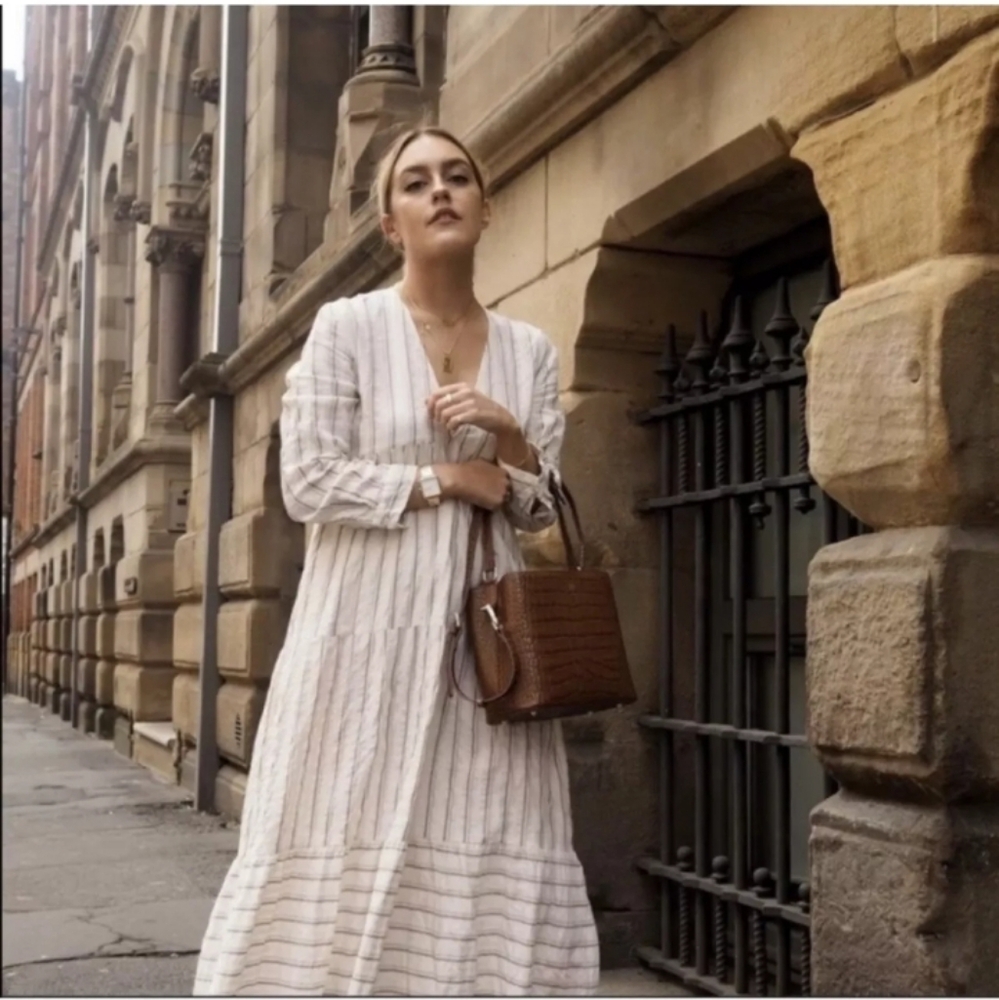 Zara tiered striped maxi dress